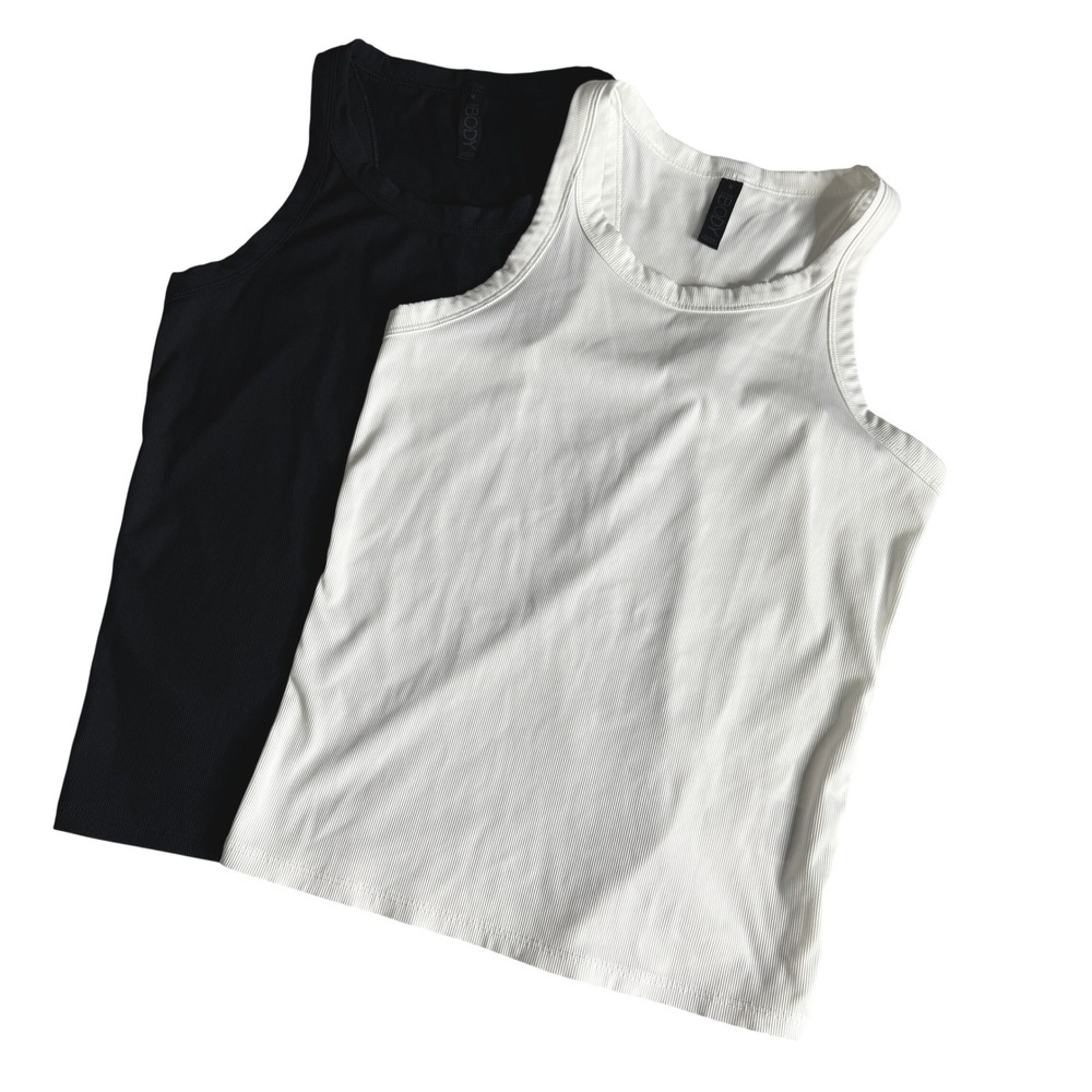 Cotton On Body Ribbed High Neck Tank Top 2 Pack Black White Womens Size Medium